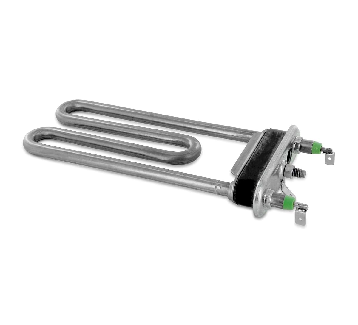 Résistance chauffante droite DL-pro avec bride et ouverture pour sonde, posée sur un établi clair.