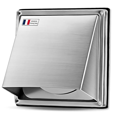 Grille d’aération Airope en inox de 150 mm avec clapet anti-retour, dans une buanderie