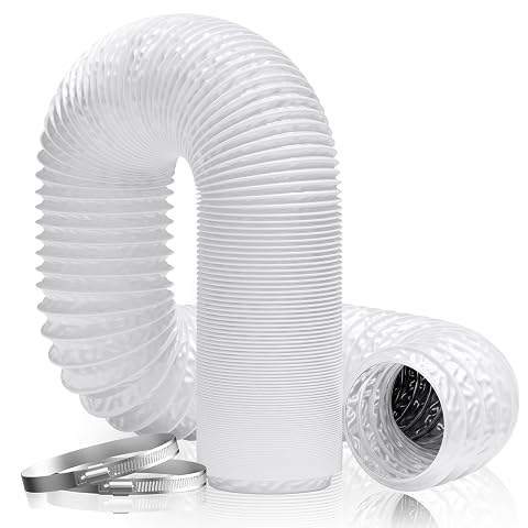 Conduit flexible blanc de 5 m en bobine avec deux colliers de serrage en acier inoxydable