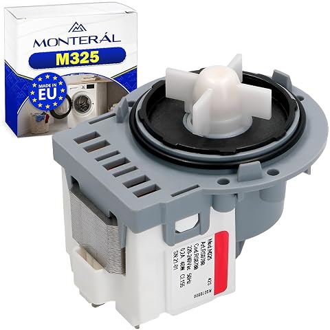 Pompe de vidange grise au format Askoll M325, avec ses contacts électriques arrière visibles